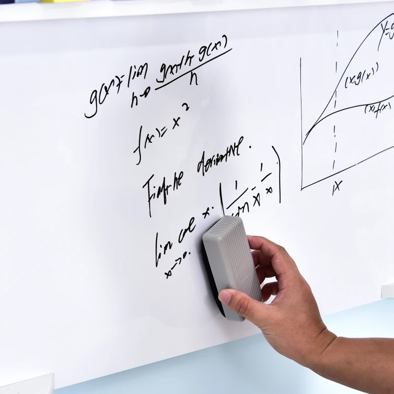 HOMCOM Home Office Computer table with whiteboard Storage Desktop study workstation Adjustable Feet White