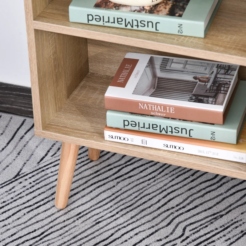 HOMCOM Multi-Shelf Modern Bookcase Freestanding Storage w/ Drawer 6 Shelves Wood Legs Home Office Display Furniture Stylish Oak Blue