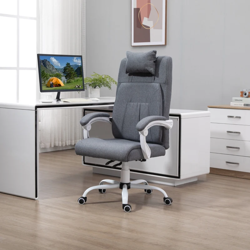 Vinsetto Office Chair w/ Massage Pillow Executive Reclining Ergonomic USB Power Adjustable Height 360° Swivel Base Grey