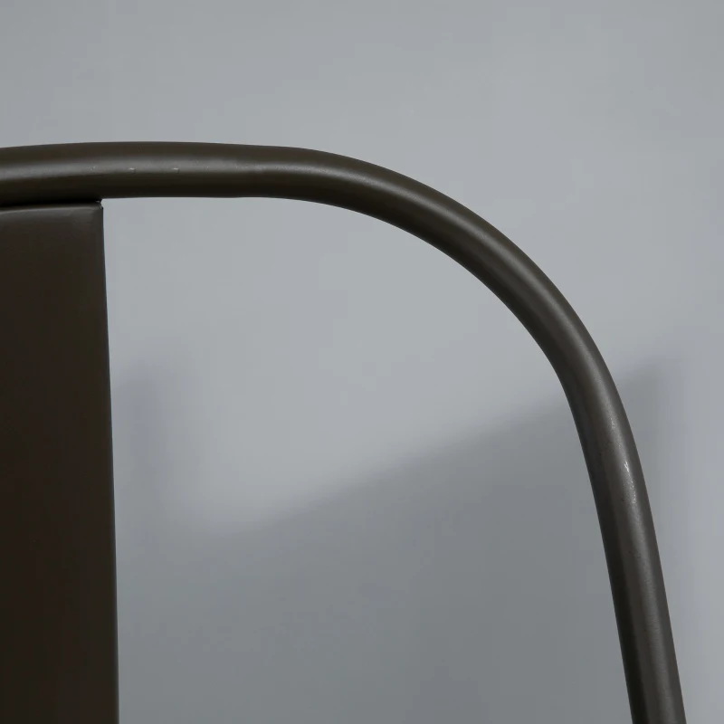 HOMCOM Lot de 4 tabourets de Bar Industriel avec Dossier Repose-Pied Hauteur Assise 76 cm métal café foncé Panneaux Multicouches Imitation Bois chêne foncé