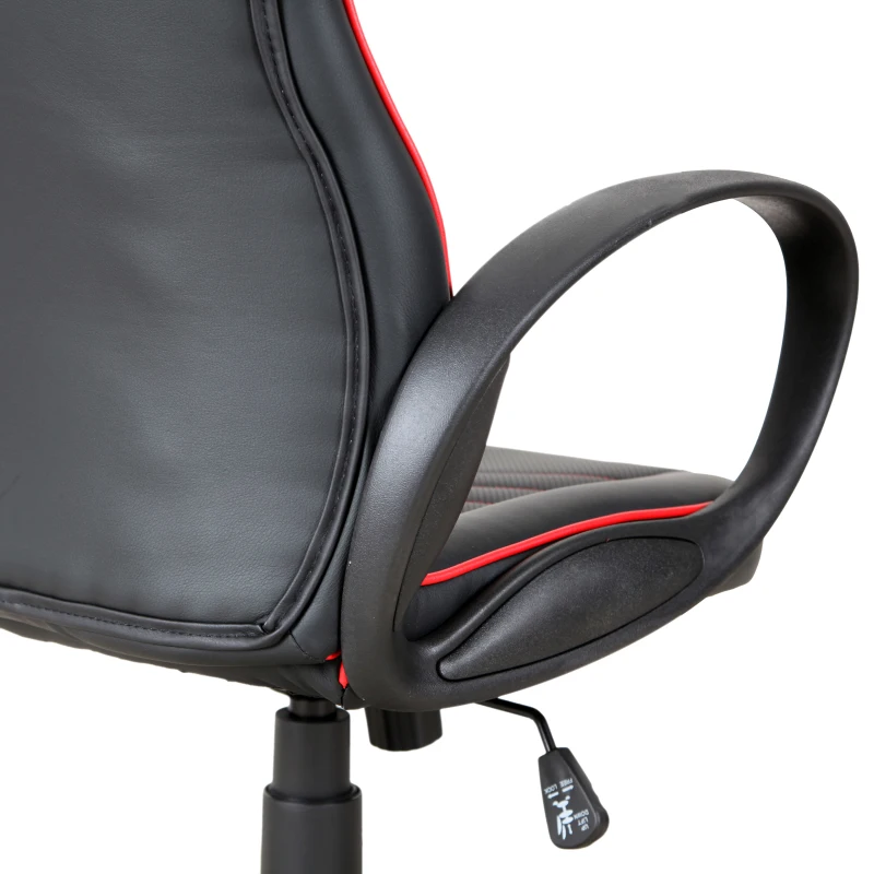 Vinsetto Home Office Faux Leather Executive Chair High Back Desk Gaming Gamer Swivel Chair Adjustable Height, Wheels, Arm, Black Red