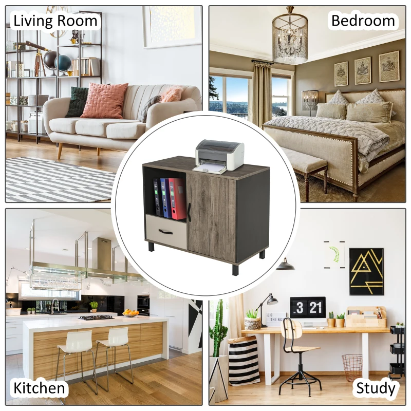 HOMCOM File Cabinet Storage Sideboard Floor Standing Cupboard w/ Drawer Shelves Office Furniture