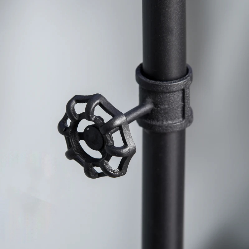 HOMCOM Industrial-Style Steel Clothes Rail w/ Hooks Shelf Wheels Compact Garment Storage Coat Dress Shirts Rustic Brown & Black