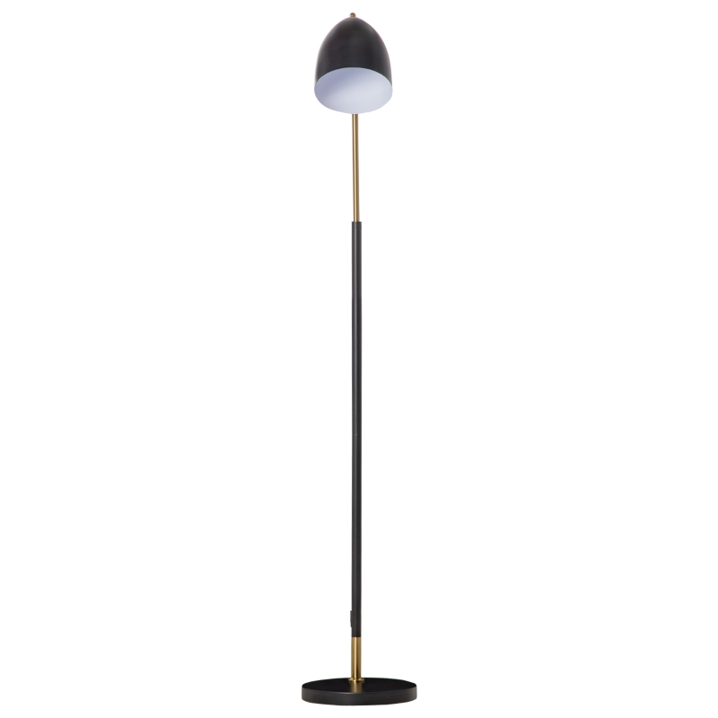 HOMCOM Arc Floor Lamp, Standing Reading Light, with Adjustable Lampshade, and Round Base for Living Room, Office, Bedroom, 160cm, Black Gold