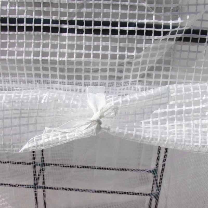 Outsunny Estufa de Jardim 143x143x195cm Estufa de Aço com 2 Prateleiras Porta e 2 Janelas Enroláveis para Cultivo de Plantas Vasos de Flores Pátio Exterior Branco