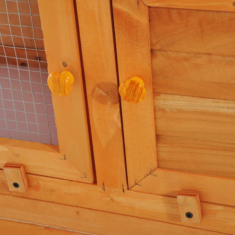 Pawhut 90cm 2 Tiers Double Decker Wooden Guinea Pigs Hutches Pet Cage