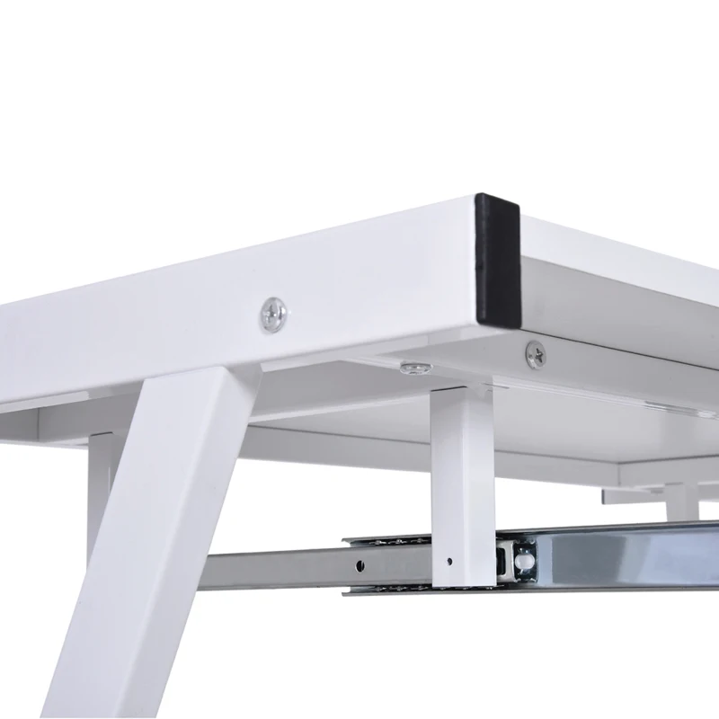 HOMCOM Office Gaming Desk L Shape Straight Corner Table Computer Work Station Laminated Sturdy w/ Keyboard Tray White