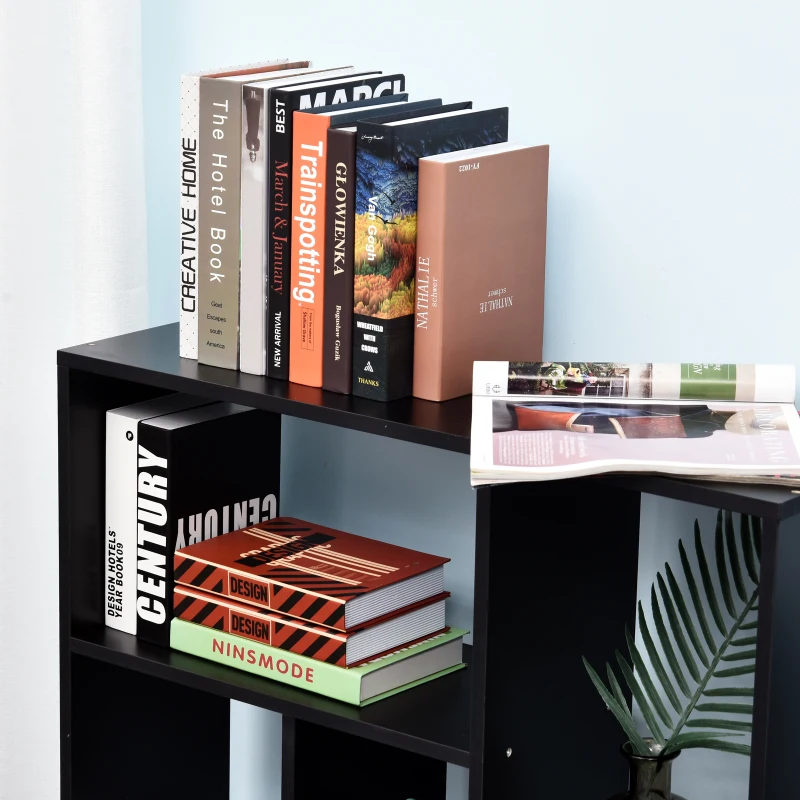 HOMCOM 5 Units Storage Shelf Bookcase Home Display Square Frame w/ Melamine Surface Foot Pads Living Room Bedroom Furniture Black