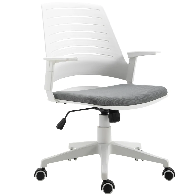 HOMCOM Mid-Back Office Chair Swivel Task Computer Desk Chair for Home w/ Arm, Rolling Wheels, Adjustable Height, Grey