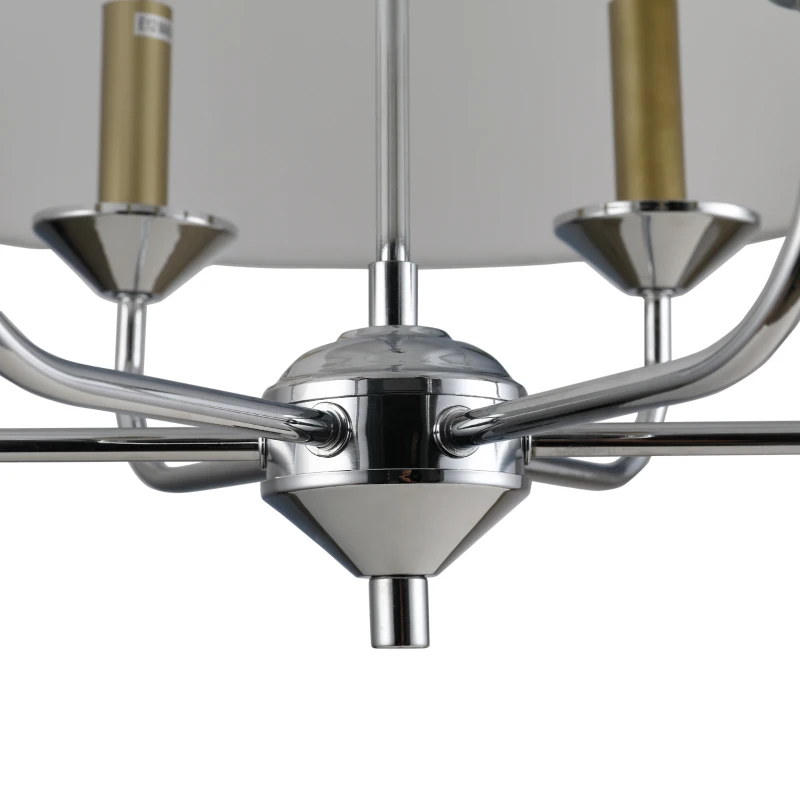 HOMCOM Modern Chandelier Candle Pendant Light Fabric Lampshades with Adjustable Hanging Chain for Living Room, Dining Room, Kitchen, White