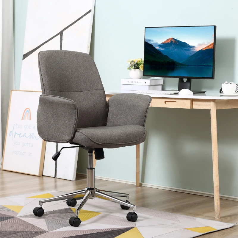 Vinsetto Rocking Chair Office Chair Mid Back Executive Adjustable with Wheels Light Grey
