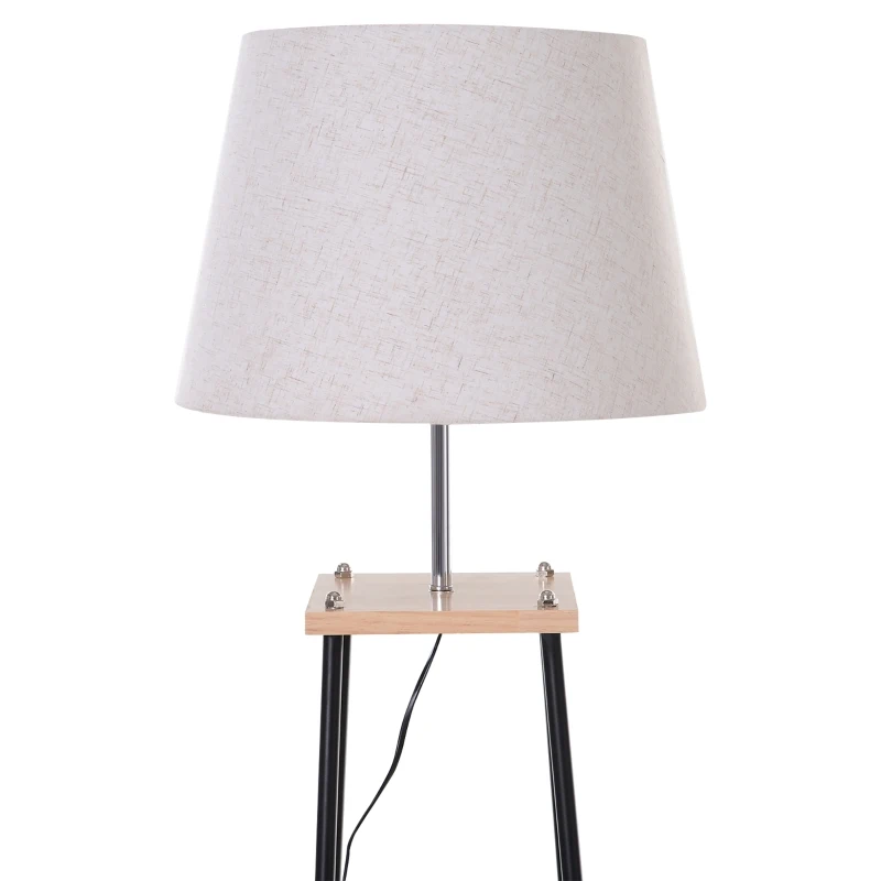 HOMCOM Metal Floor Lamp w/ 2-Tier Shelves Foot Switch Modern Stylish E27 Lampshade Base Functional Duo Design