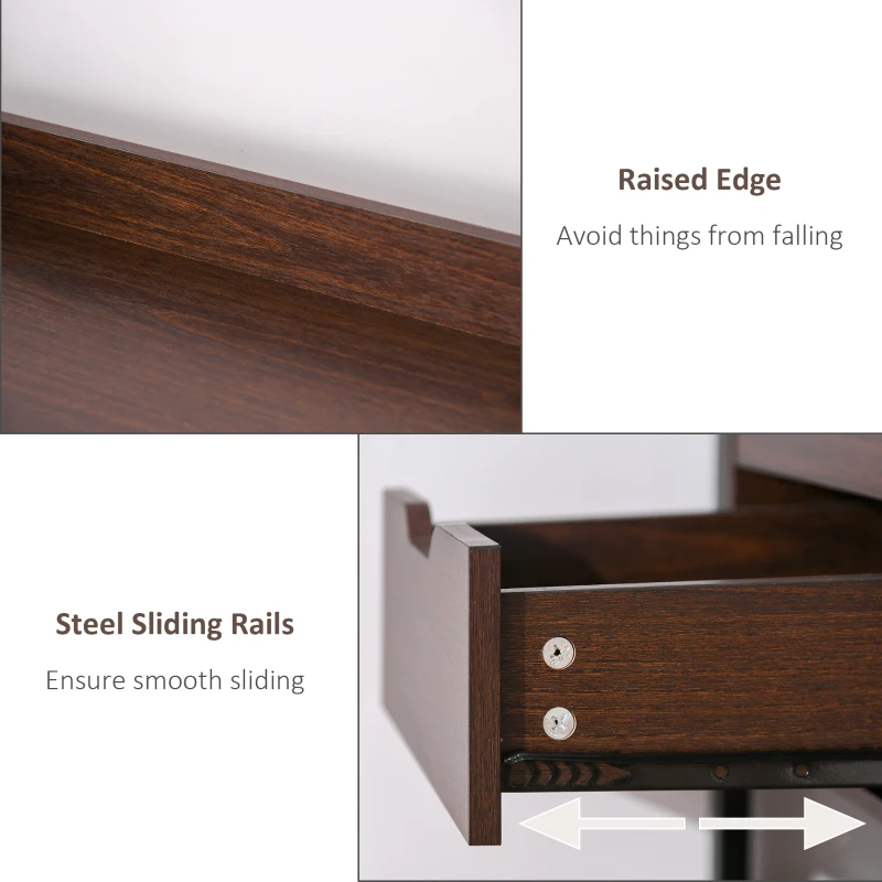 HOMCOM Computer Desk Writing Table Workstation for Home Office with Shelves, Drawers, Walnut Brown