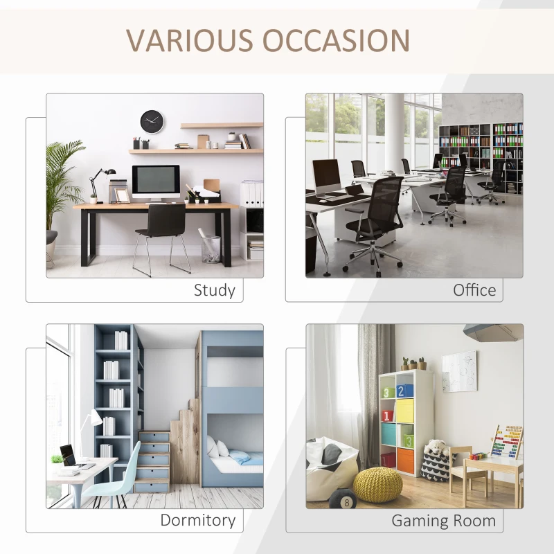 HOMCOM Computer Desk with 4 Storage Shelves Writing Study Desk with Bookshelf for Home Office Sturdy Student Workstation for Small Spaces with Steel Frame