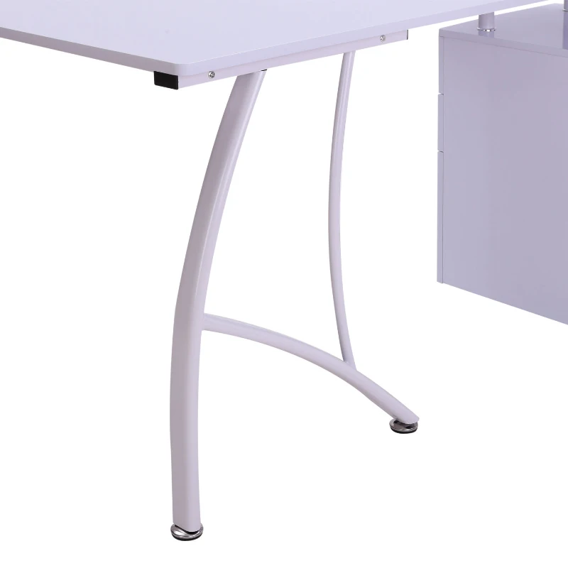 HOMCOM Corner Computer Desk Home Office L-Shaped  Study PC Table Furniture Writing Workstation (White)