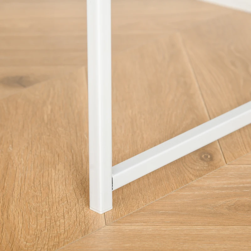 HOMCOM L-Shaped Desk Corner Computer Desk with Storage Shelf, Cord Holes, Natural Wood Color