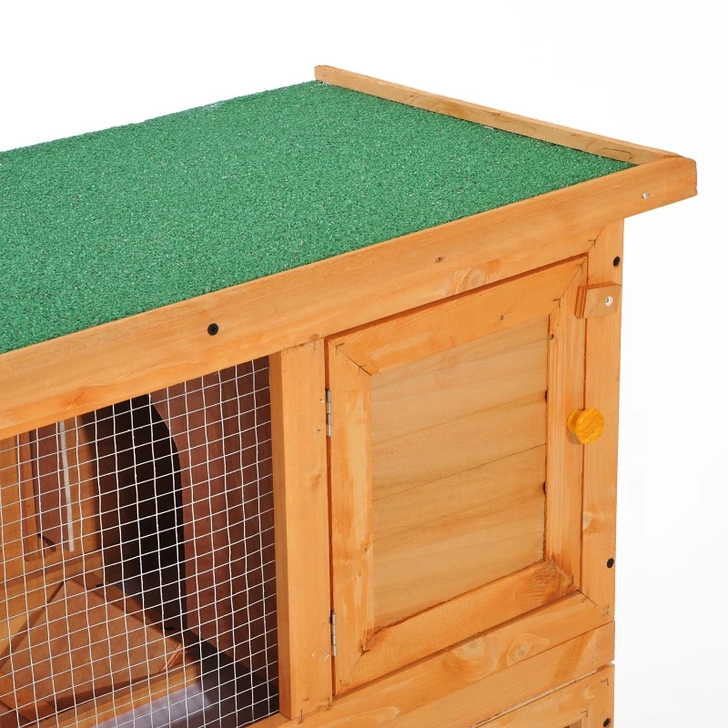 Pawhut Wooden 90cm 2 Tiers Guinea Pigs Hutches