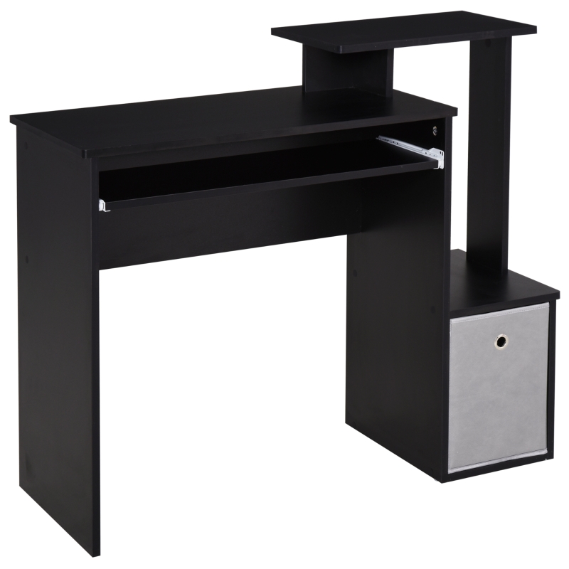 HOMCOM Computer Desk with Sliding Keyboard Tray Storage Drawer Shelf Workstation Black