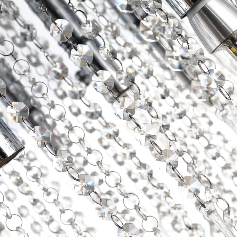 HOMCOM Elegant Modern Crystallite Ceiling Chandelier Light Pendant w/ Round Drum Shade 40W Home Lighting Furnishing Silver, Ф54 x 40cm