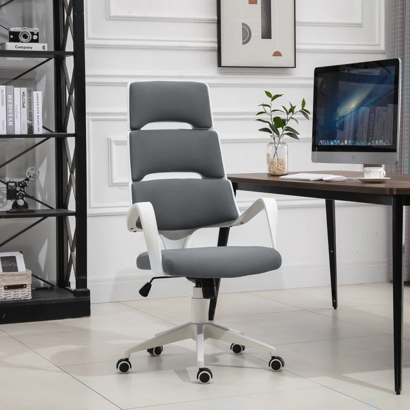 Vinsetto High Back Office Chair Work Executive 360 Swivel w/ 5 Castor Wheels Foam Padding Ergonomic Wide Arms Deep Grey