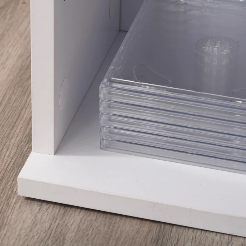 HOMCOM 204 CD Media Display Shelf Unit Set of 2 Blu-Ray Tower Rack w/ Adjustable Shelves Bookcase Storage Organiser, White