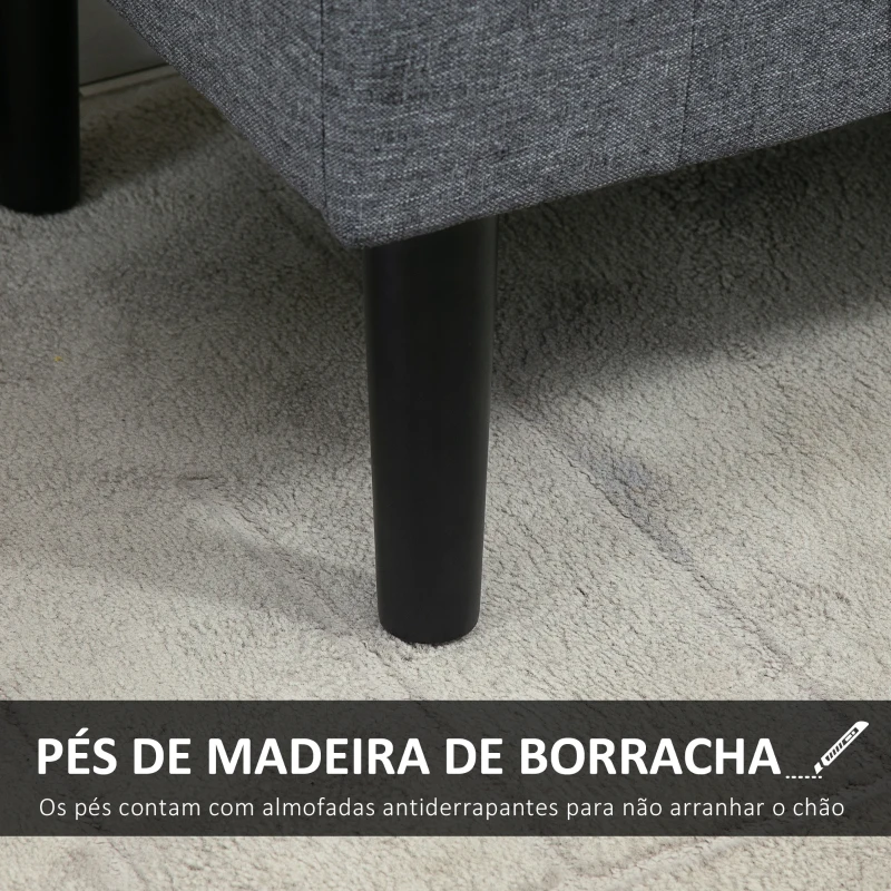 HOMCOM Banco para Pé de Cama Acolchoado com Espaço de Armazenamento Banco Multifuncional com Braços Tampa e Pés de Madeira para Dormitórios Sala de Estar 116x44x58 cm Cinza