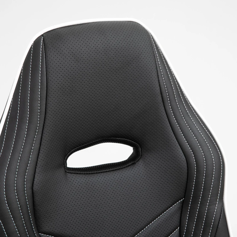 Vinsetto Home Office Faux Leather Executive Chair High Back Desk Gaming Gamer Swivel Chair Adjustable Height, Wheels, Arm, Black White