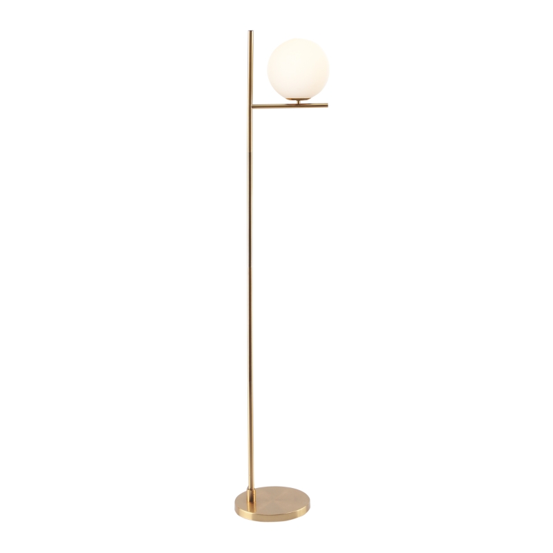 HOMCOM Modern Floor Lamp Metal Frame Sphere Light w/ Pedal Switch, Standing Lamp for Home Office Living Room, 159cm, Gold