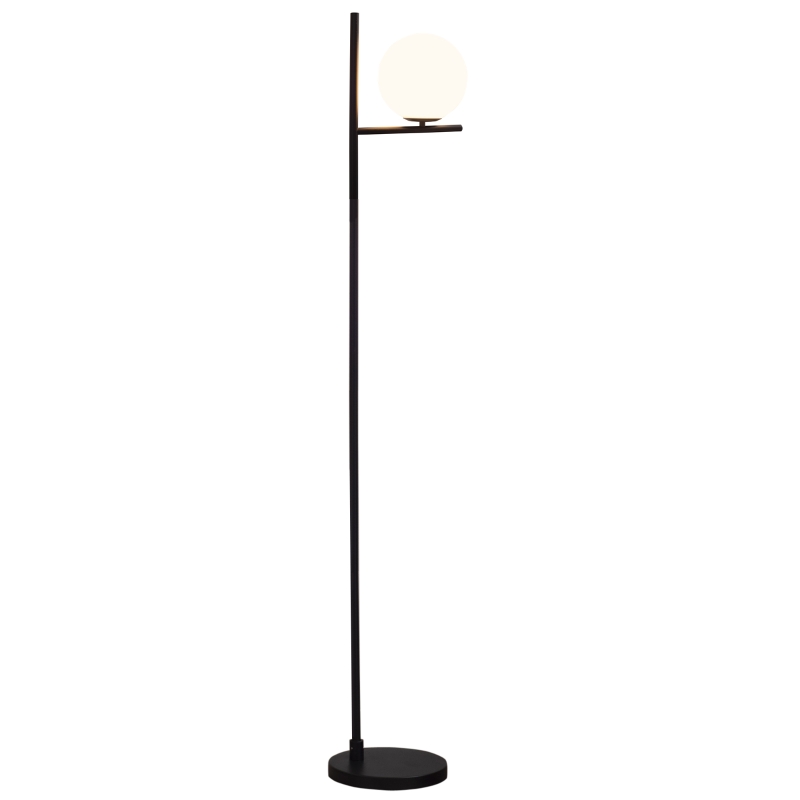 HOMCOM Modern Floor Lamp Metal Frame Sphere Light w/ Pedal Switch, Standing Lamp for Home Office Living Room, 159cm, Black
