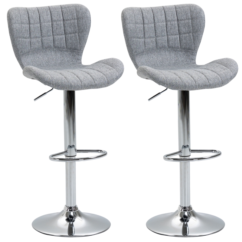 HOMCOM Set of 2 Swivel Bar Stools Adjustable Height Dining Chair with/ Footrest for Home Pub