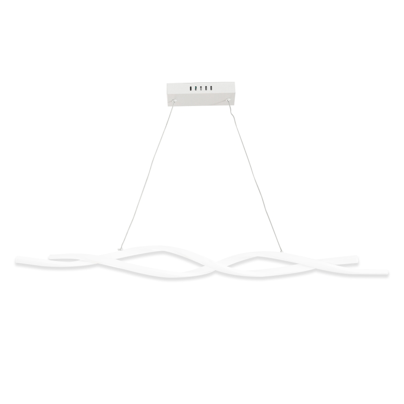 HOMCOM Modern Wave-Shape LED Pendant Light with Adjustable Hanging Chain, Metal Chandelier for Living Room, Bedroom, Dining Room, Office, Cool White 6500K, Silver