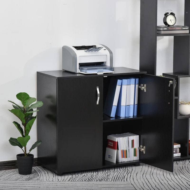 Vinsetto Lockable Office Storage Cabinet 2-Tier Filing Cabinet w/ Feet 2 Keys Melamine Coating Aluminium Handles Home Office Printer Stand Black(m-4)