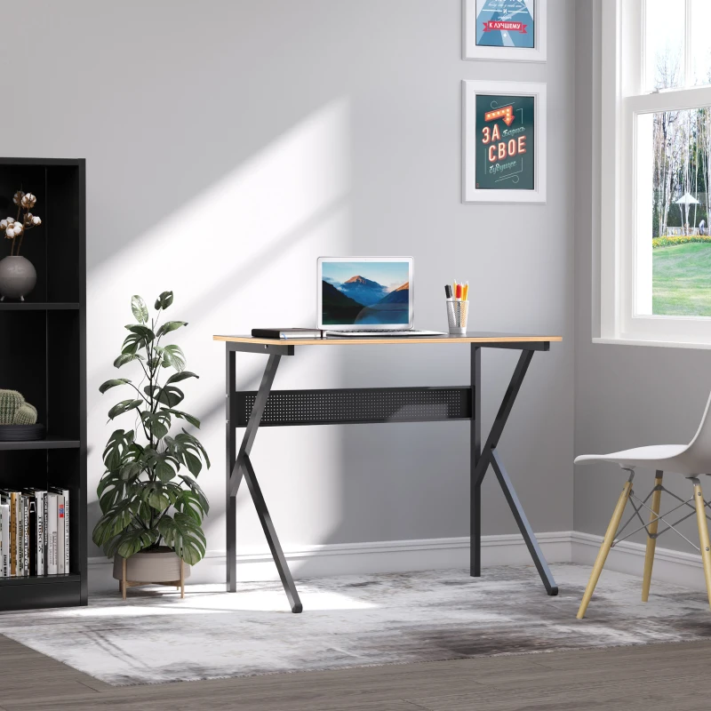 HOMCOM Home Office Computer Desk, Modern Simple Style Writing Table, PC Laptop Workstation with K-Shaped Legs for Study, Bedroom, Living Room, Navy Blue