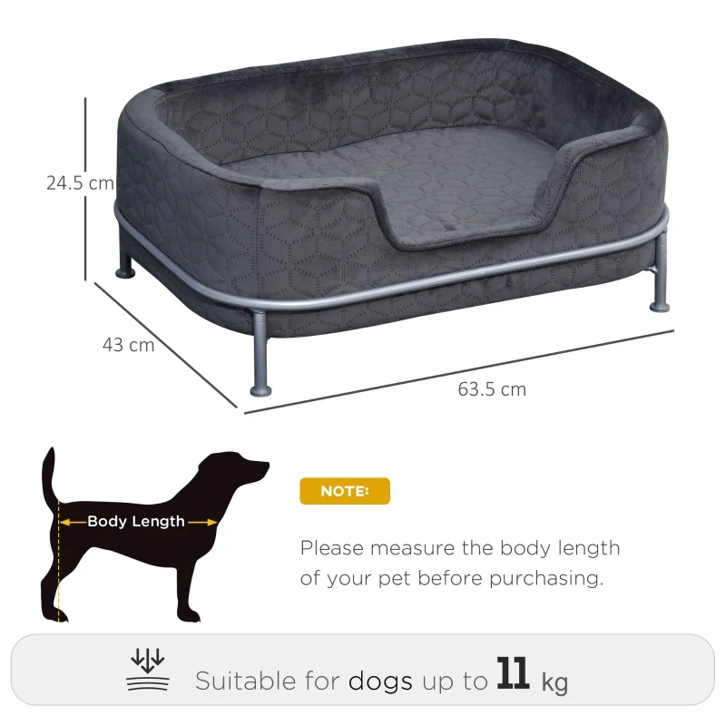 PawHut Dog Sofa with Soft Cushion, Pet Chair Couch Cat Bed Lounge with Washable Cover Metal Frame for Small Sized Dogs - Grey