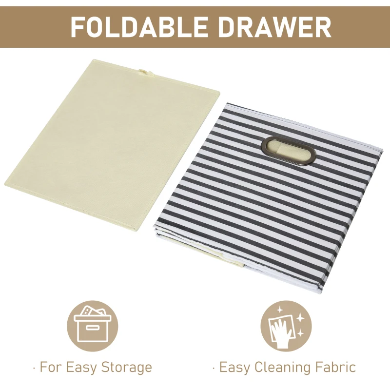 HOMCOM 2-Tier Storage Shelf Bookshelf Display Cabinet Double Cube Shelving Unit with Fabric Drawer, Grey