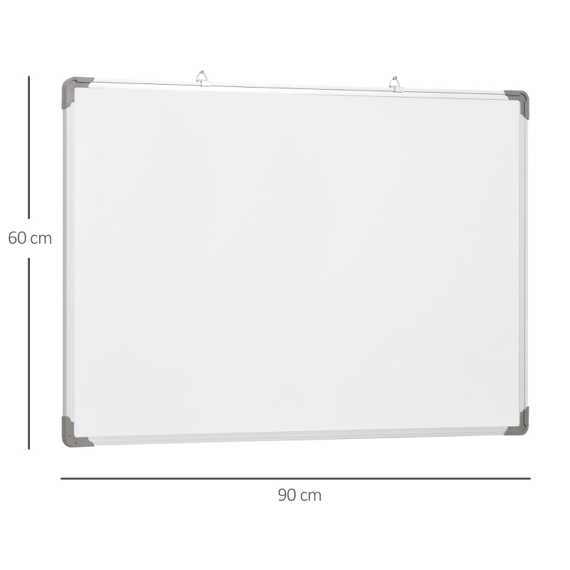 HOMCOM Quadro Magnético com Bandeja 10 Ímás 1 Apagador e 4 Marcadores 90x60cm Branco