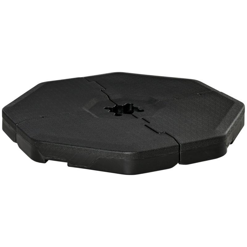 Outsunny 4 Pesos para Base de Sombrilla Rellenable de Agua 104 kg Arena 125 kg o Mixto 140 kg 4 Piezas para Base Cruzada de Parasol para Jardín Exterior 109x109x10 cm Negro