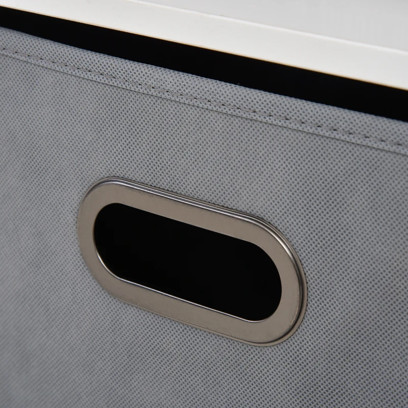 HOMCOM 2-Tier Storage Shelf Bookshelf Display Cabinet Double Cube Shelving Unit w/ Fabric Drawer Home Office Furniture White