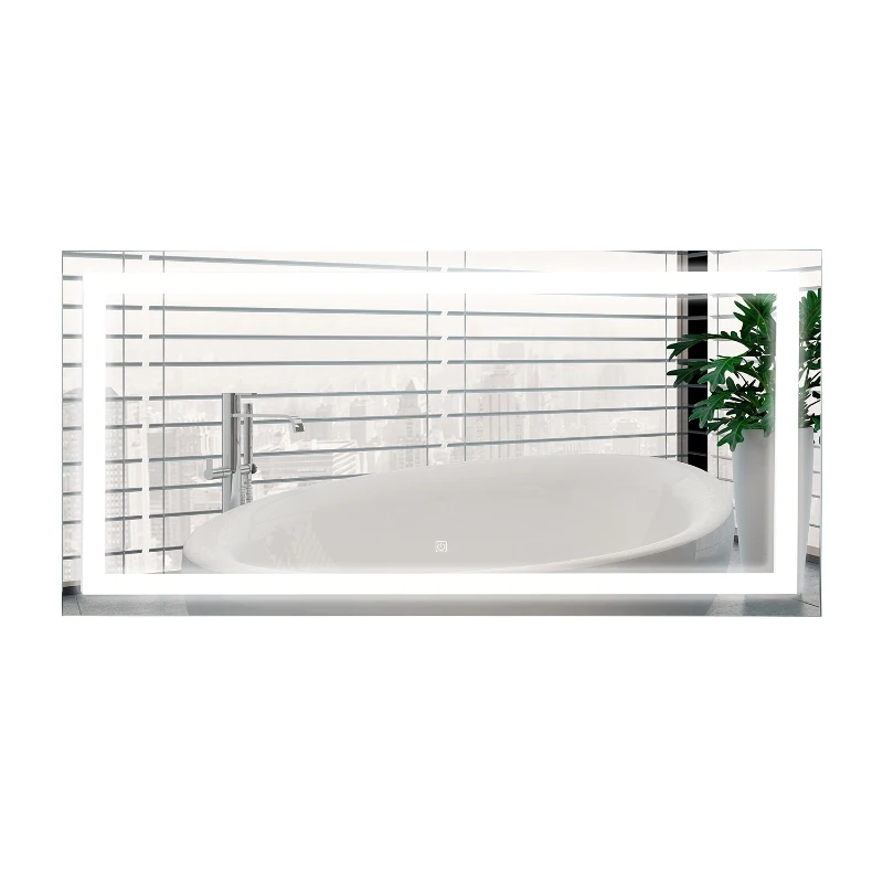 HOMCOM Wall Mounted Bathroom LED  Illuminated Mirror Sensor Anti-Fog Heated- 120W x 60H X 4D cm