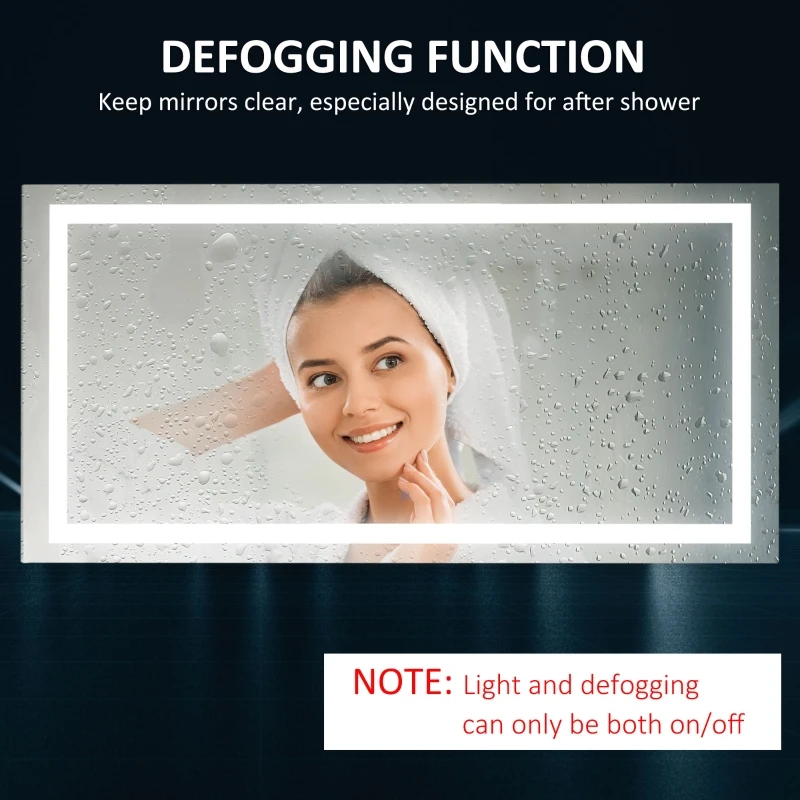 HOMCOM Wall Mounted Bathroom LED  Illuminated Mirror Sensor Anti-Fog Heated- 120W x 60H X 4D cm