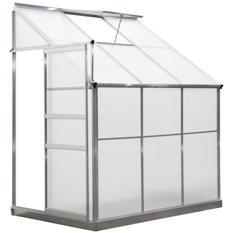 Outsunny Walk-In Garden Greenhouse Aluminum Frame Polycarbonate w/ Roof Vent