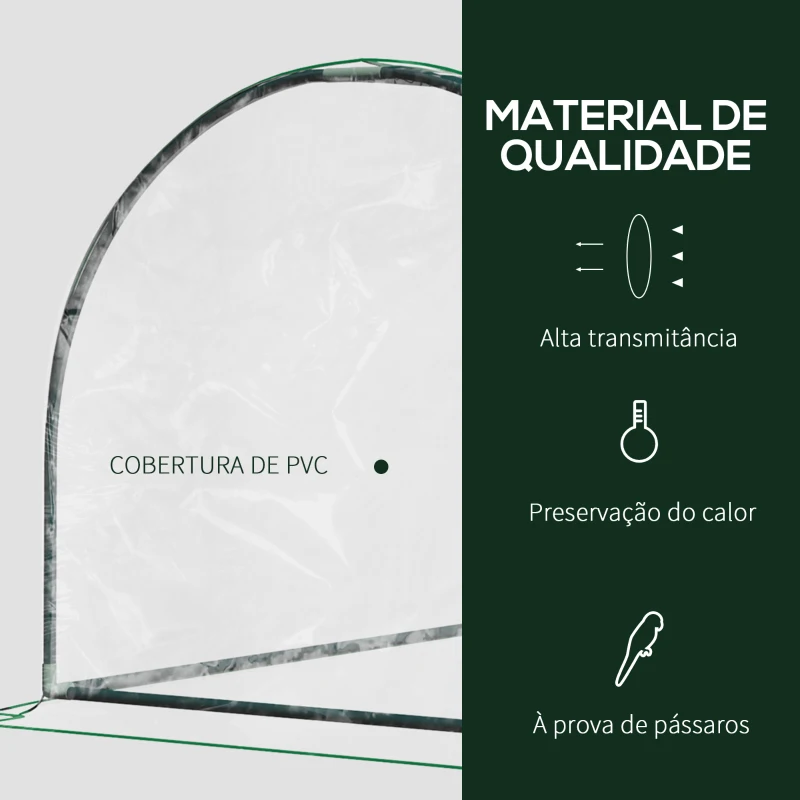 Outsunny Estufa 200x100x80cm para Jardim Terraço Cultivo de Plantas Estufa com Estrutura de Aço Cobertura PVC Transparente
