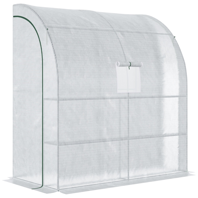 Outsunny Walk-In Greenhouse Tunnel Lean To Wall Transparent PE 200x100x215cm