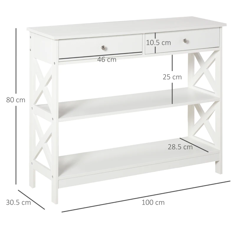 HOMCOM Console Table Sofa Desk w/ Shelves Drawers for Living Room Entryway Bedroom
