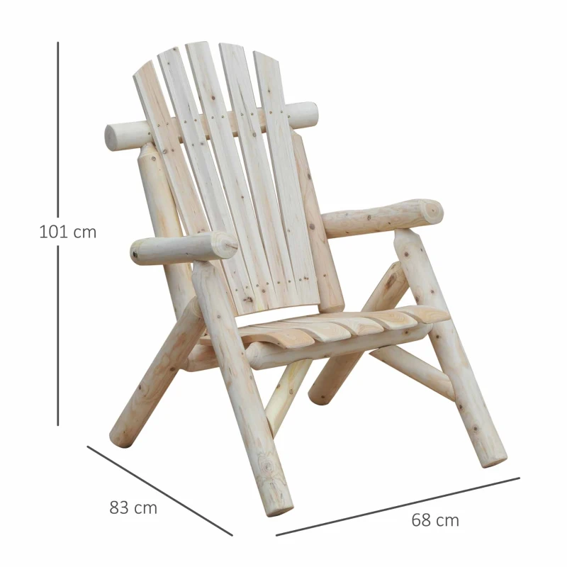 Outsunny Outdoor Classic Wooden Adirondack Deck Outdoor Patio Lounge Chair with Ergonomic Design Fir Wood Frame, Natural Wood