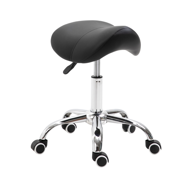HOMCOM PU Leather Height Adjustable Swivel Salon Stool Black