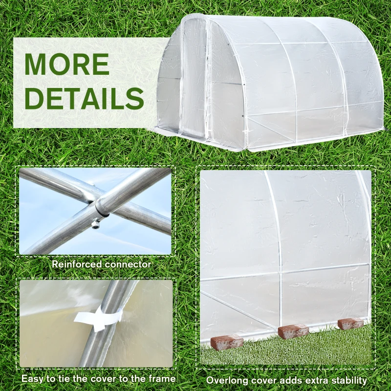 Outsunny Walk-in Polytunnel Greenhouse Garden Planting Shed Clear PE Cover 25mm Diameter Galvanised Steel Frame, 3L x 3W x 2Hm