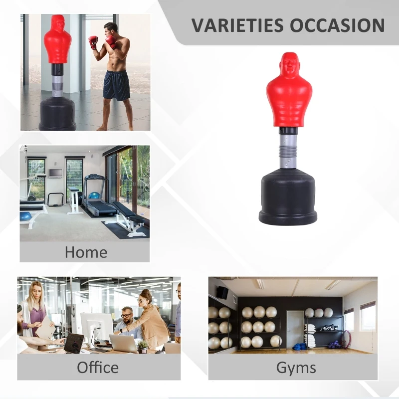 HOMCOM Freestanding Boxing Punching Bag Heavy Boxing Bag Men Stand Kick Boxing Bag Kick Punch Bag Silicone Red