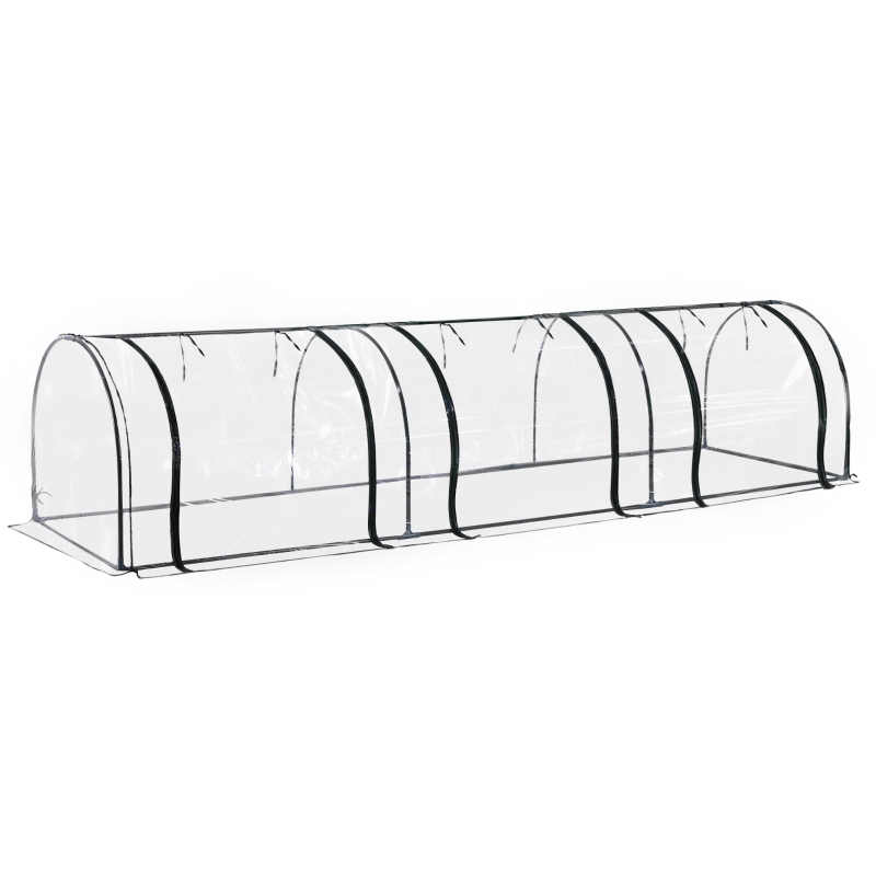 Outsunny Portable Steel Frame Mini Greenhouse, 350Lx100Wx80Hcm-Dark Green/Transparent