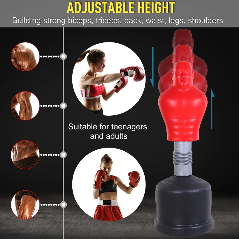 HOMCOM Freestanding Boxing Punching Bag Heavy Boxing Bag Men Stand Kick Boxing Bag Kick Punch Bag Silicone Red
